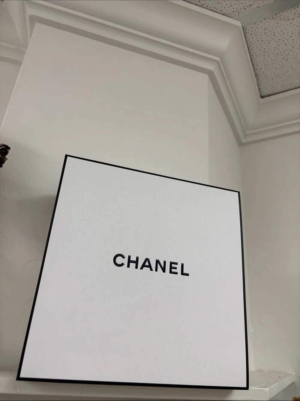CHANEL Black on White Logo Gift Box
